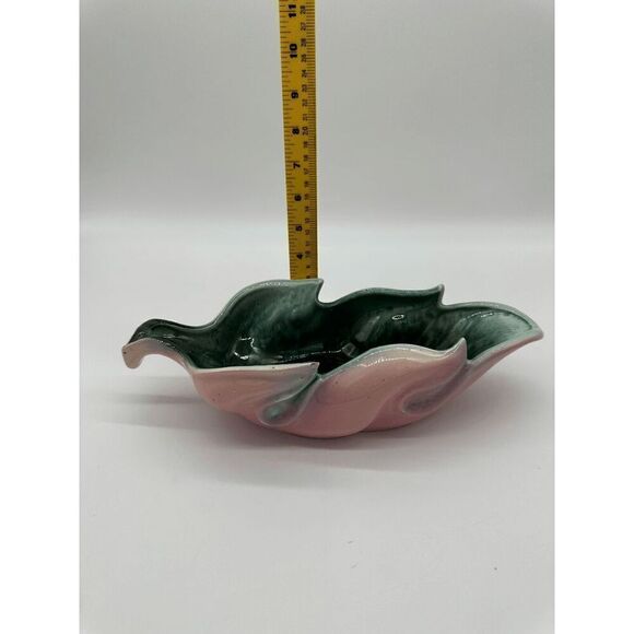 Hull Bowl 76 Ceramic Planter Stoneware 13 x 5.5” Pink & Green Vintage AS IS VTG - Picture 8 of 10